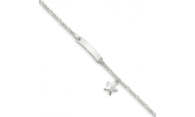 Quality Gold Sterling Silver Children's ID with Star Charm Bracelet - QID219-6