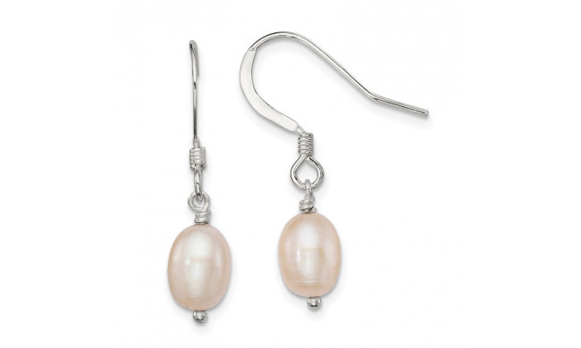 Quality Gold Sterling Silver Pink Cultured FW Pearl Dangle Earrings - QE7296