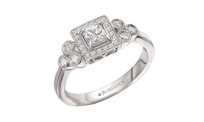 14k White Gold Halo Semi-Mount Diamond Engagement Ring