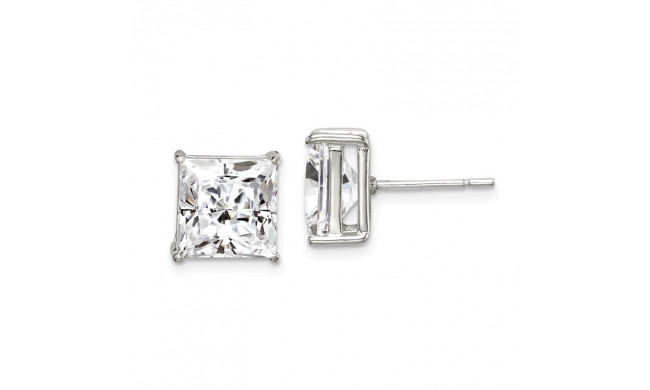 Quality Gold Sterling Silver 9mm Square CZ Basket Set Stud Earrings - QE7509