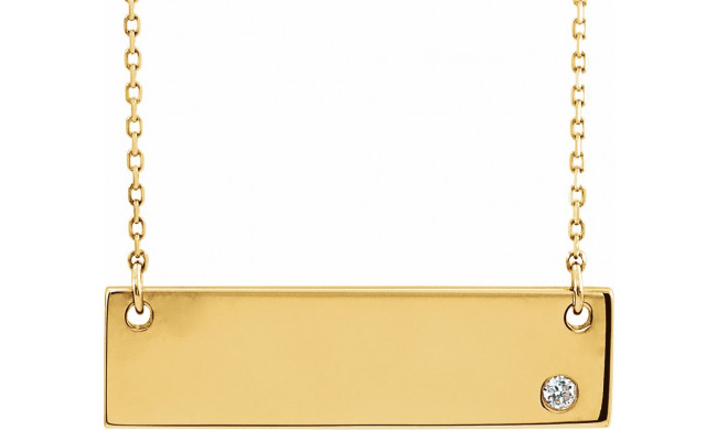 14K Yellow .03 CT Diamond Bar 18 Necklace without Engraving - 86541607P