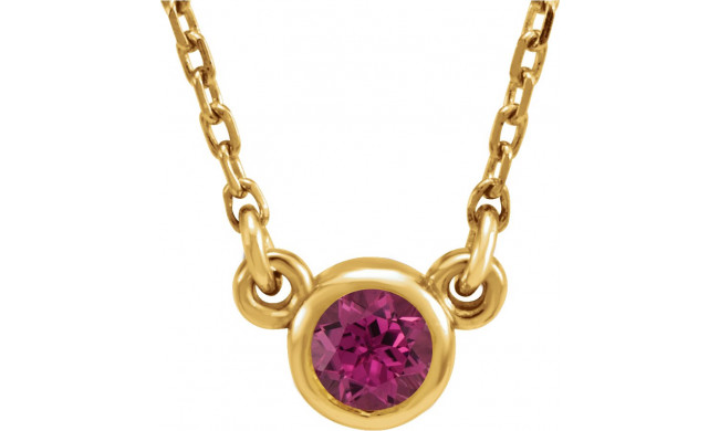 14K Yellow 4 mm Round Pink Tourmaline Bezel-Set Solitaire 16 Necklace - 6113460026P