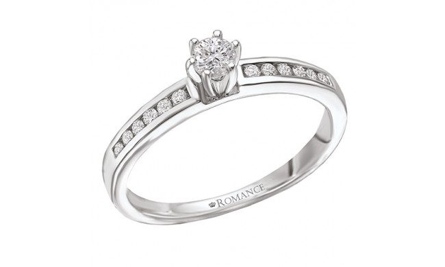 14k White Gold Straight Semi-Mount Diamond Engagement Ring