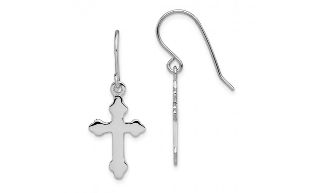 Quality Gold Sterling Silver Rhodium-plated Cross Dangle Shepherd Hook Earrings - QE13491