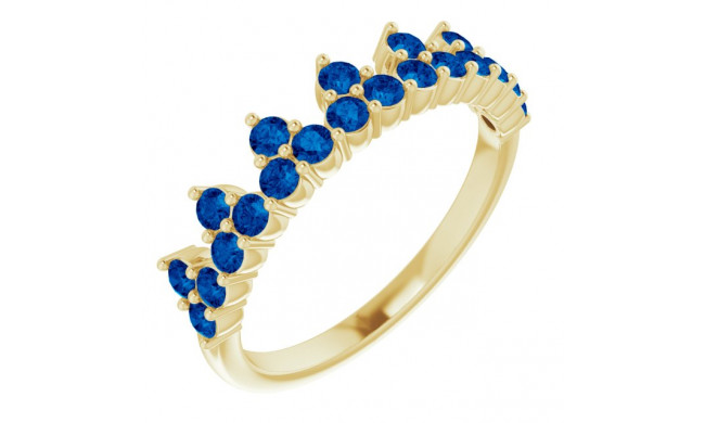 14K Yellow Blue Sapphire Crown Ring - 71972606P
