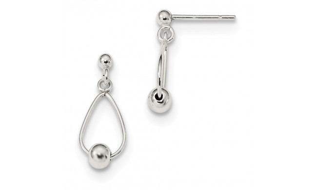 Quality Gold Sterling Silver Polished Teardrop  Bead Post Dangle Earrings - QE13220
