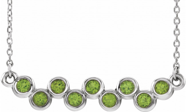 14K White Peridot Bezel-Set Bar 16-18 Necklace - 8652560040P