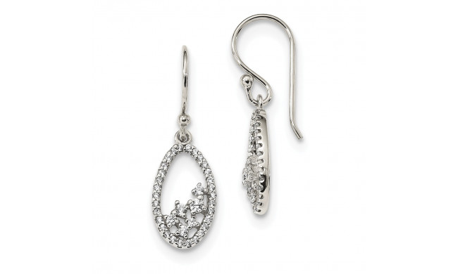 Quality Gold Sterling Silver CZ Dangle Earrings - QE13796