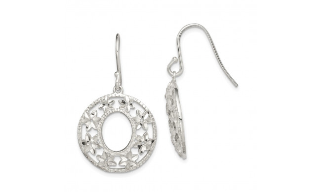 Quality Gold Sterling Silver Diamond-cut Flower Dangle Earrings - QE14836