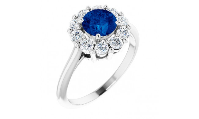 14K White Blue Sapphire & 1/2 CTW Diamond Ring - 7186160000P