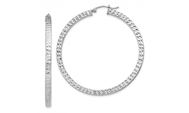 Quality Gold Sterling Silver Rhodium-plated  3x50mm Square Tube Hoop Earrings - QE8139