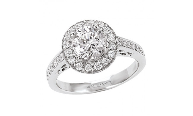 Romance 18k White Gold Halo Semi-Mount Diamond Engagement Ring