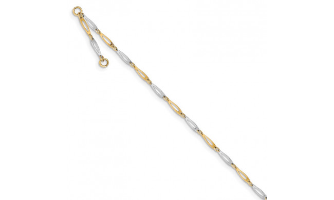 Quality Gold 14k Two Tone Polished Link Anklet - ANK298-10