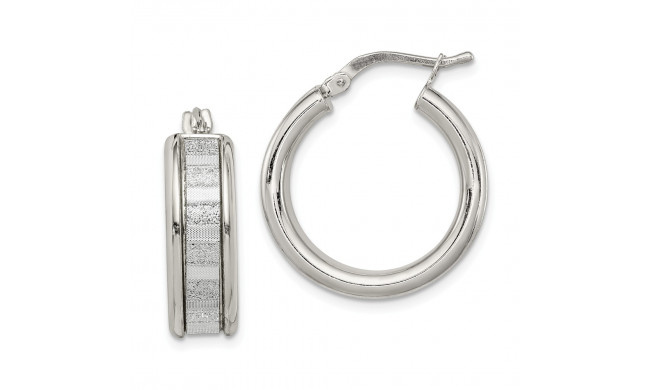 Quality Gold Sterling Silver with Glitter Hinged Hoop Earrings - QE11395