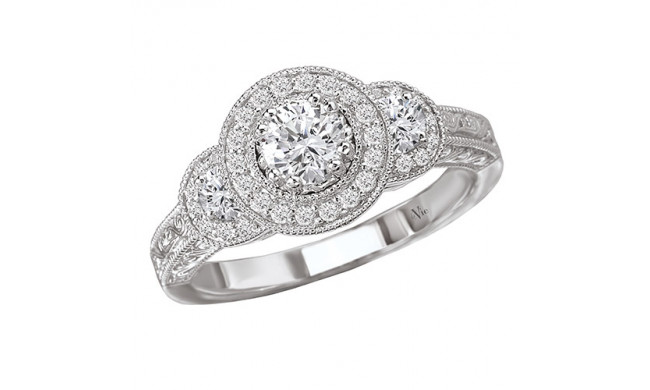 14k White Gold Triple Round Halo Complete Diamond Engagement Ring