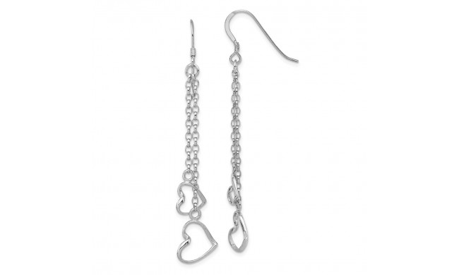 Quality Gold Sterling Silver Rhodium-plated Heart Dangle Shepherd Hook Earrings - QE8752