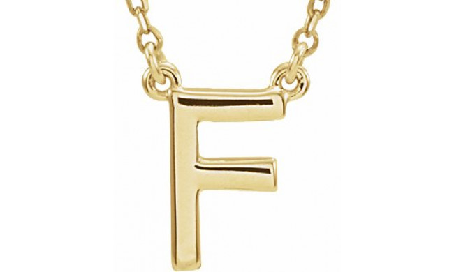 14K Yellow Block Initial F 16 Necklace - 84634316225P