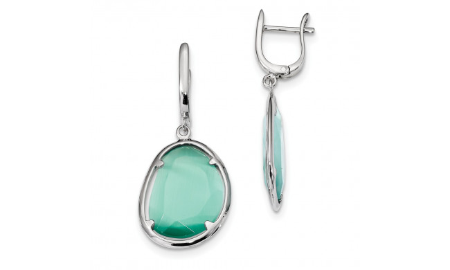 Quality Gold Sterling Silver Rhodium-plated Created Cats Eye Oval Dangle Earrings - QE13987