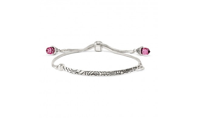 Quality Gold Sterling Silver Pink Swarovski Crystal Briolette Adjustable Bracelet - QG3635