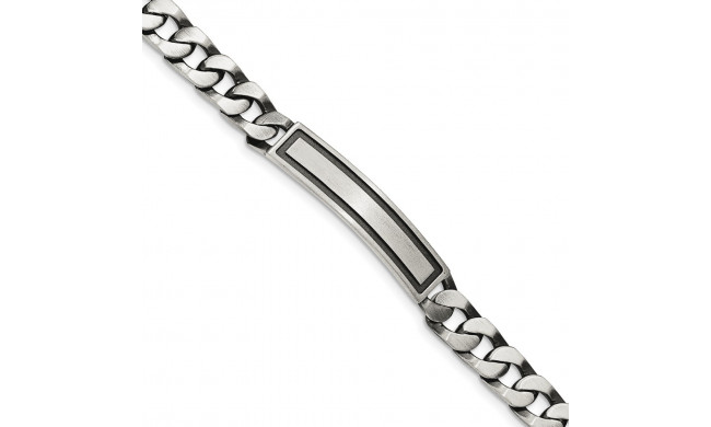 Quality Gold Sterling Silver Antiqued Satin ID Link Bracelet - QID204-8.5