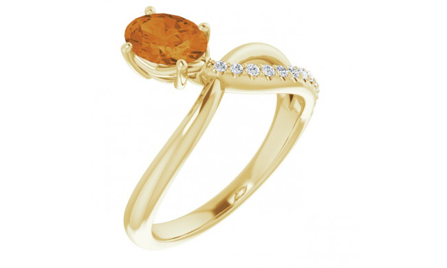 14K Yellow Citrine & 1/10 CTW Diamond Ring - 720606001P