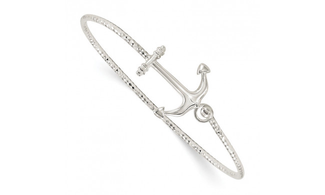 Quality Gold Sterling Silver Diamond Cut Anchor l Interlocking  Bangle Bracelet - QB1125