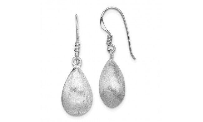 Quality Gold Sterling Silver Rhodium-plated Teardrop Textured Satin Dangle Earrings - QE11728