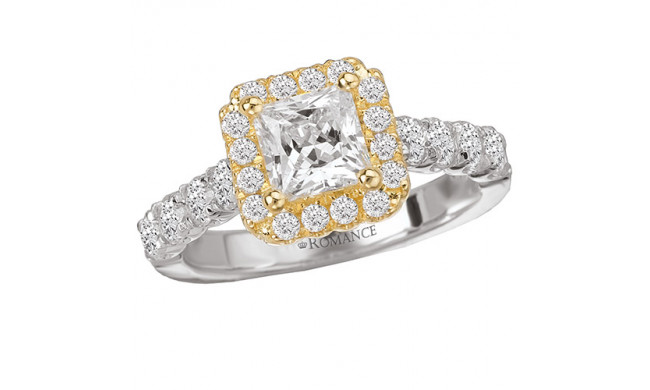 Romance 18k Two-Tone Gold Halo Diamond Engagement Ring