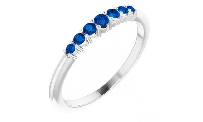 14K White Blue Sapphire Stackable Ring - 72022604P