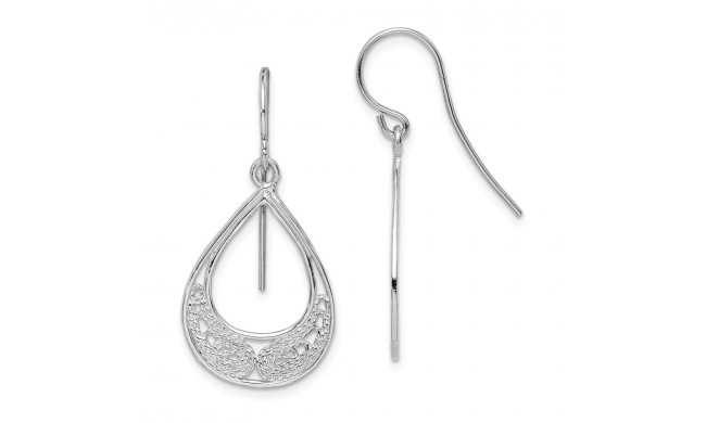 Quality Gold Sterling Silver Rhodium-plated Teardrop Filigree Dangle Earrings - QE15194