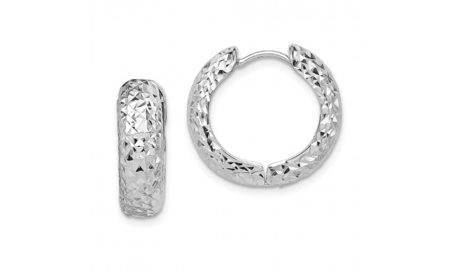 Quality Gold Sterling Silver Rhodium Polished Diamond Cut Hoop Earrings - QE8524