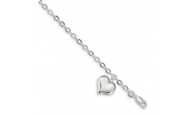 Quality Gold Sterling Silver Heart Charm Link Bracelet - QG4265-8