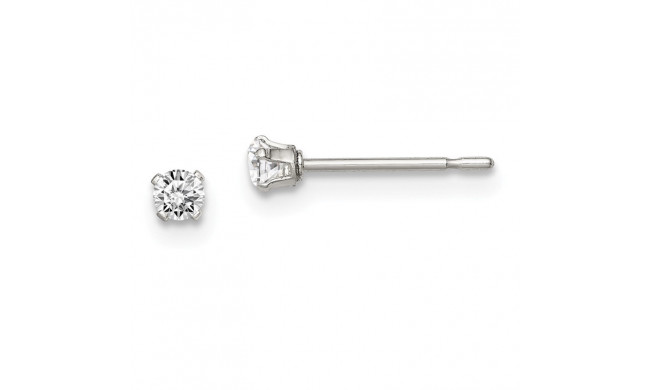 Quality Gold Sterling Silver 2.5mm Round Snap Set CZ Stud Earrings - QE1000