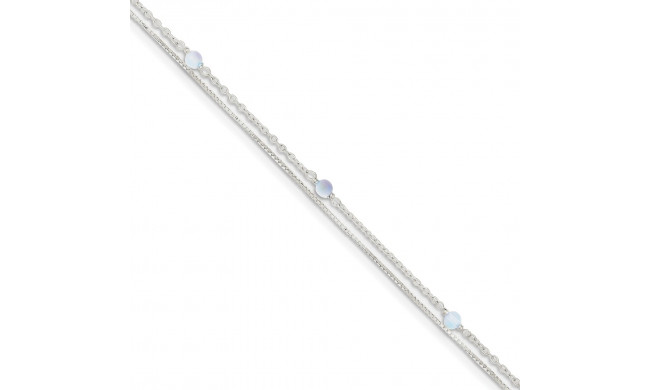 Quality Gold Sterling Silver Clear Crystal Beaded Ankle Bracelet - QG1391-9