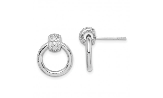 Quality Gold Sterling Silver Rhodium-plated Polished CZ Small Post Dangle Earrings - QE15330