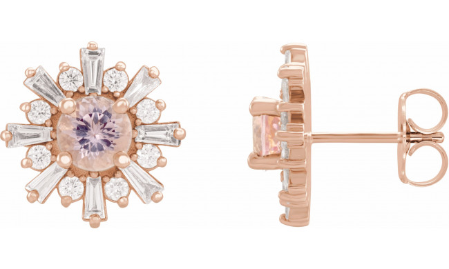 14K Rose Morganite & 3/4 CTW Diamond Earrings - 869826015P