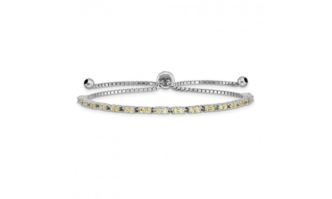 Quality Gold Sterling Silver Rhodium-plated November Birthstone Yellow CZ Adj Bracelet - QG4757NOV