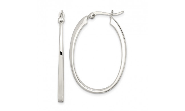 Quality Gold Sterling Silver Flat Square Tube Oval Hoop Earrings - QE3774