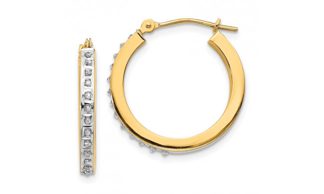 Quality Gold 14k Diamond Fascination Round Hinged Hoop Earrings - DF230