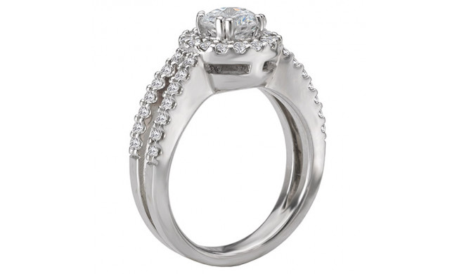 18k White Gold Halo Split Shank Diamond Engagement Ring