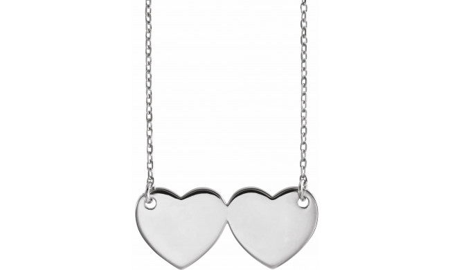 14K White Double Heart 17 Necklace - 863861001P