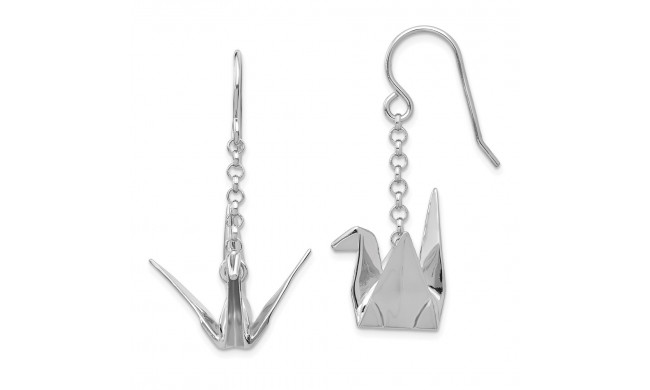 Quality Gold Sterling Silver Rhodium-plated Origami Crane Dangle Earrings - QE14222