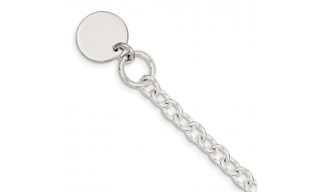 Quality Gold Sterling Silver Engraveable Circular Disc on Fancy Link Bracelet - QH303-7.5