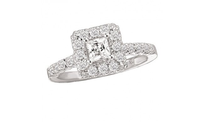 14k White Gold Halo Semi-Mount Diamond Engagement Ring