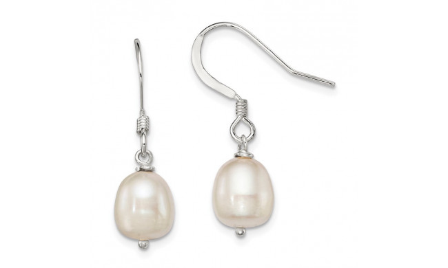 Quality Gold Sterling Silver White Cultured FW Pearl Dangle Earrings - QE7293