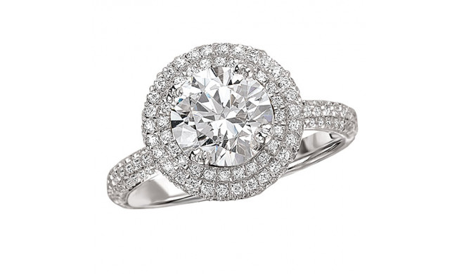 Romance 18k White Gold Halo Semi-Mount Diamond Engagement Ring