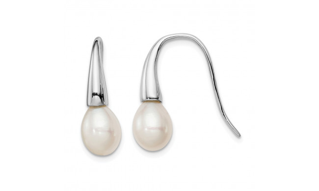 Quality Gold Sterling Silver RH 7-8mm White FW Cultured Pearl Dangle Earrings - QE12764