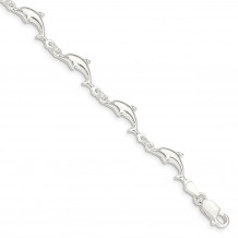 Quality Gold Sterling Silver Fancy Dolphin Bracelet - QG494-7