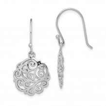 Quality Gold Sterling Silver Rhodium-plated Filigree Circle Dangle Earrings - QE15139