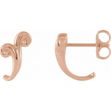 14K Rose Freeform J-Hoop Earrings - 86699602P